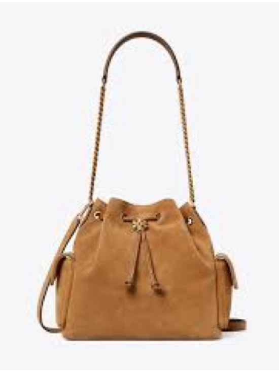 Tory Burch Handbags - CHARLIE QUILTED SUEDE DRAWSTRING SHOULDER BAG